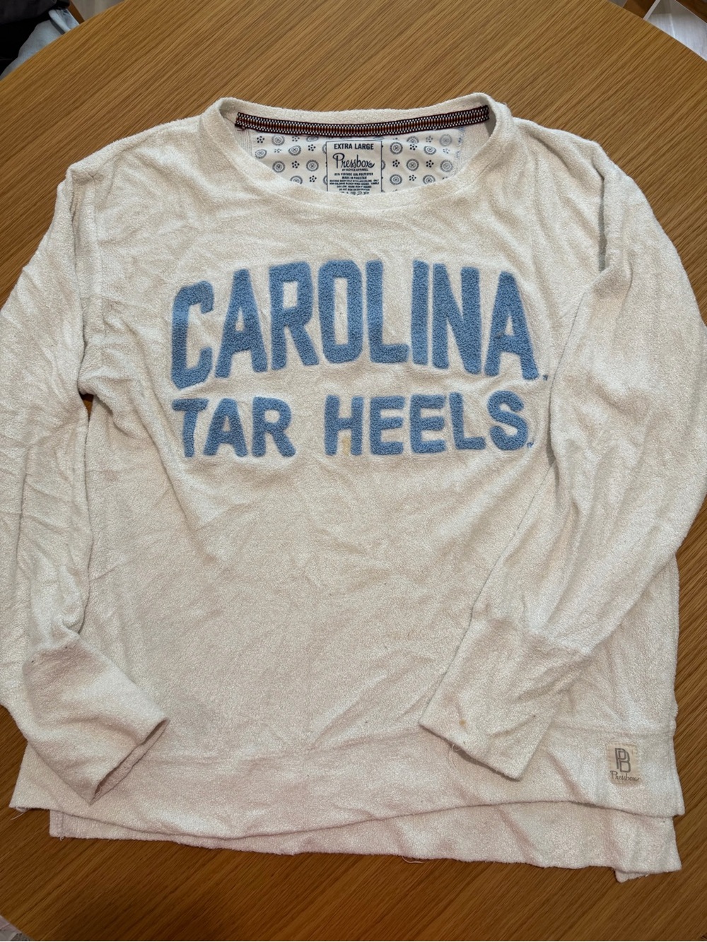 Pressbox Carolina Tar Heels Light Blue & Cream Long Sleeve Top